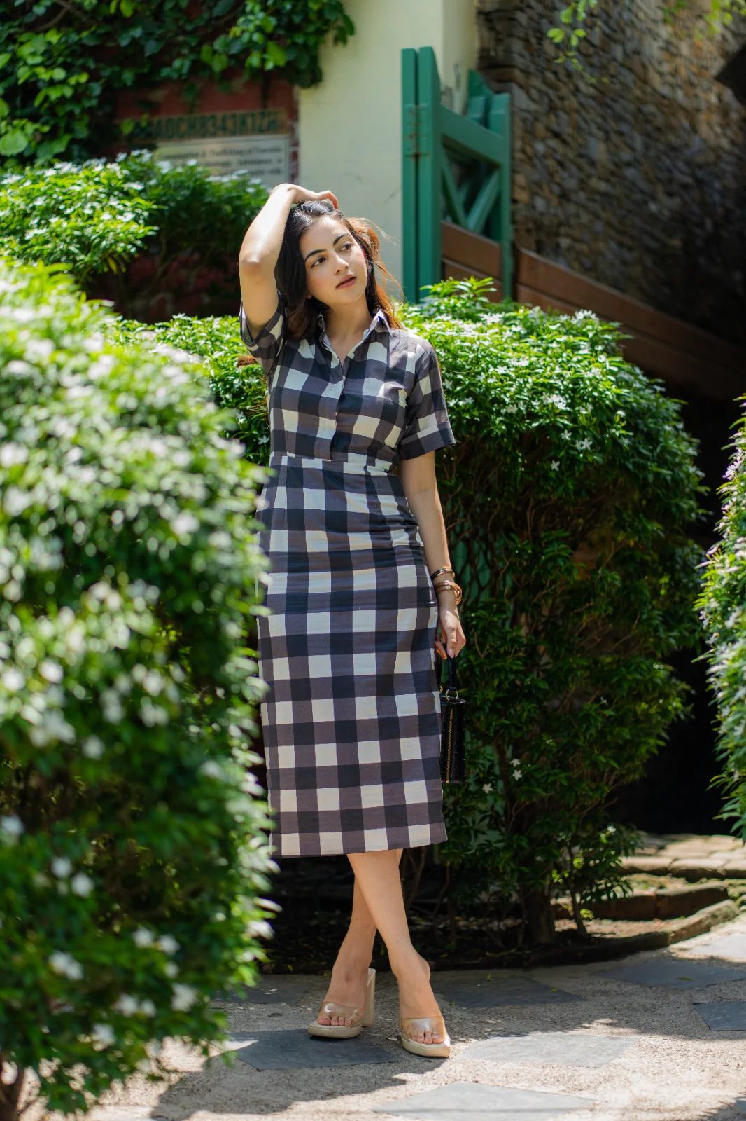 BLACK CHECKS SKIRT SET - Image 3