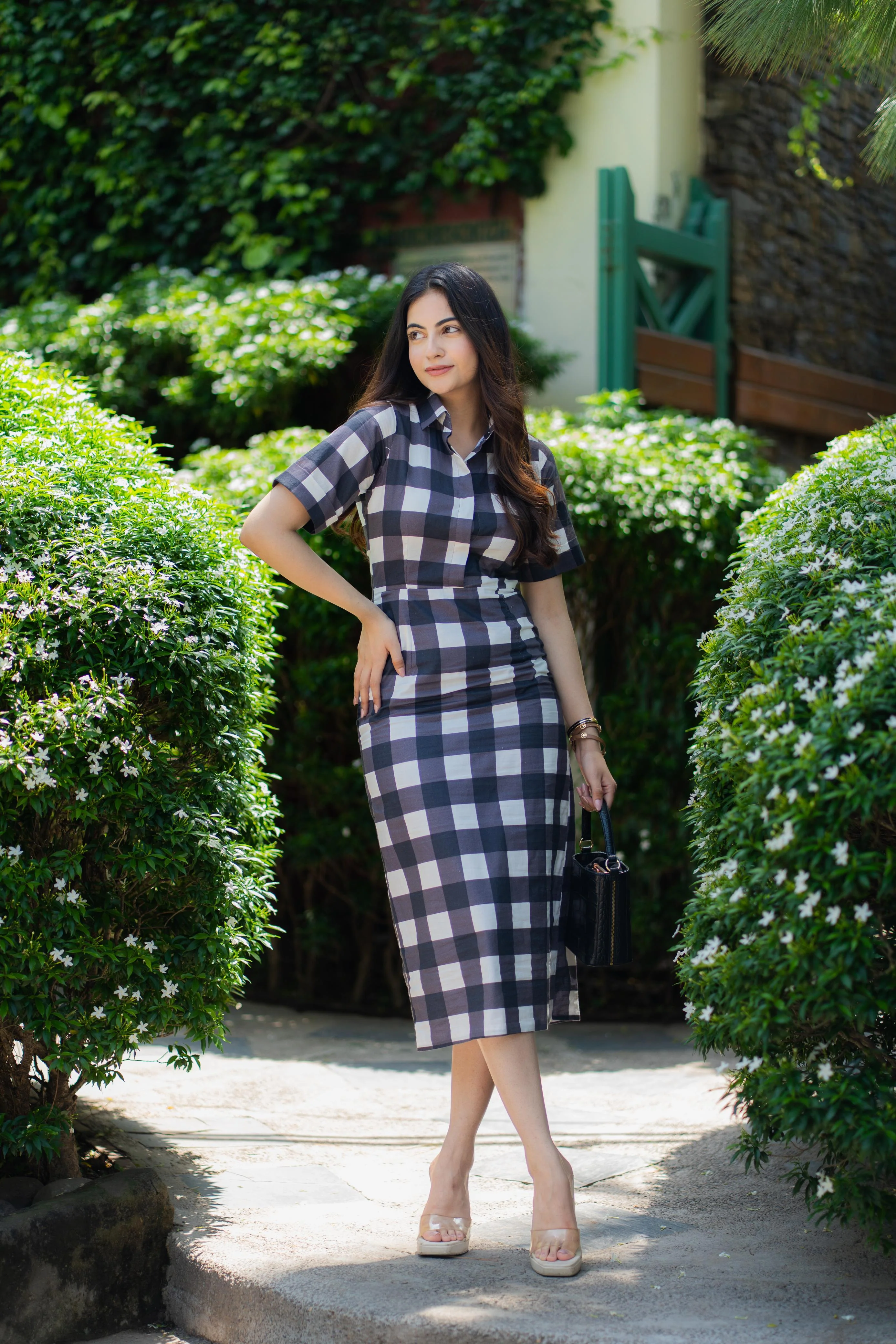 BLACK CHECKS SKIRT SET - Image 5