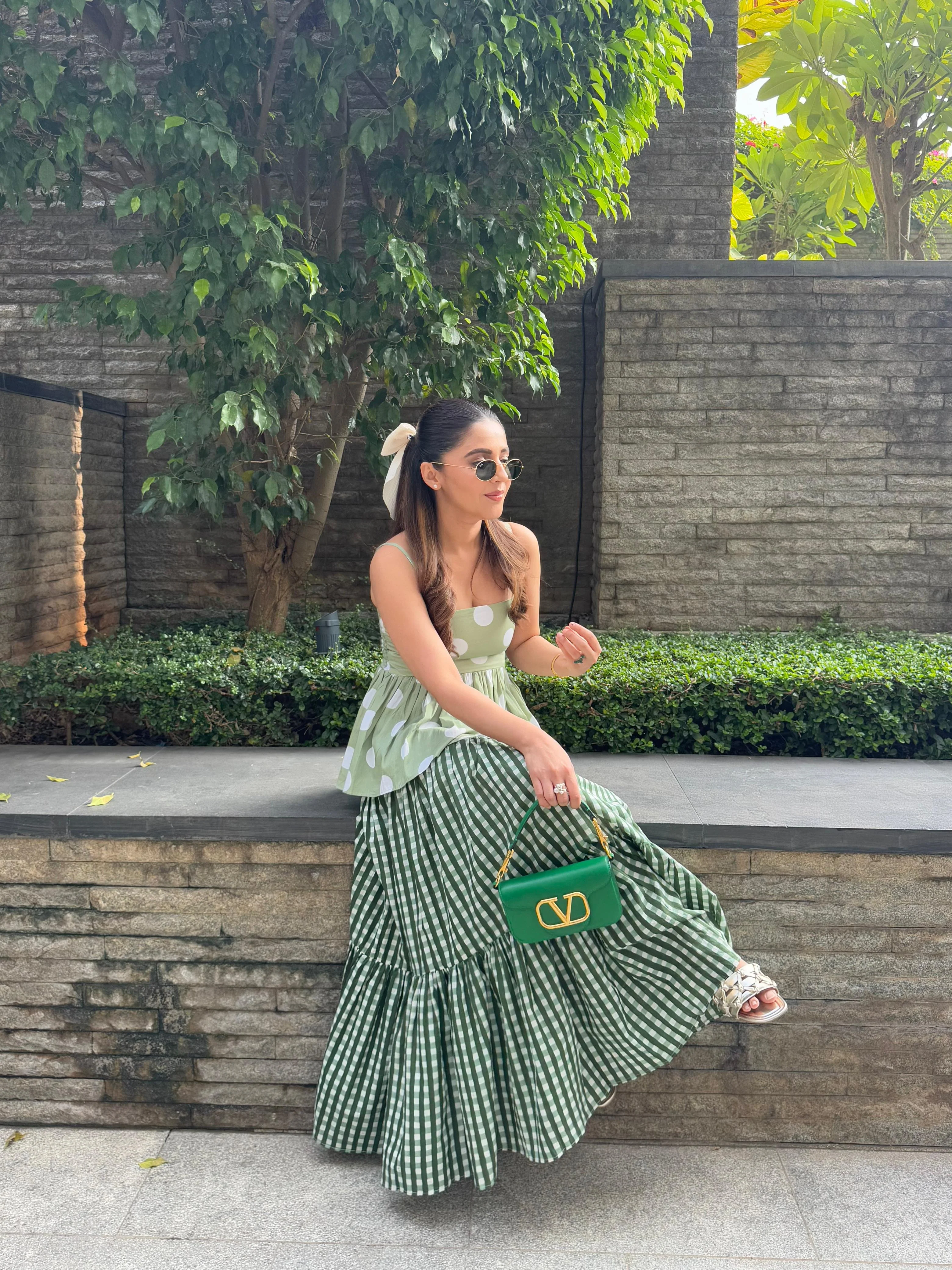 GREEN POLKA DOT SKIRT SET - Image 3