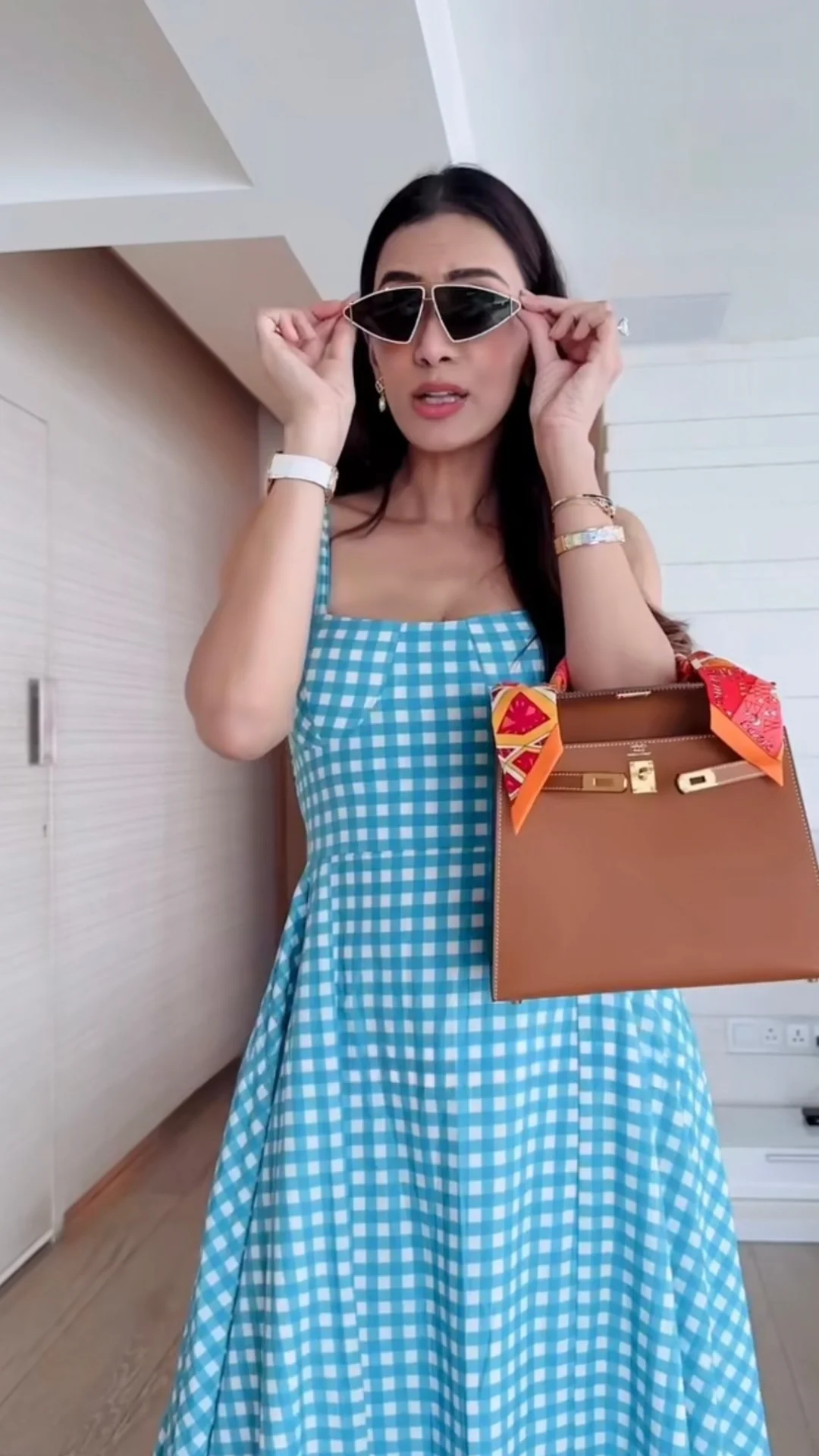 PASTEL BLUE CHECKERED DRESS - Image 3