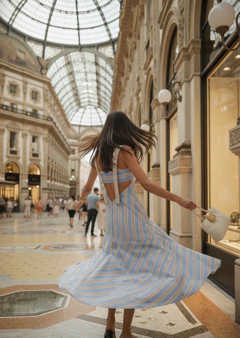 POWDER BLUE STRIPE DRESS - Image 3